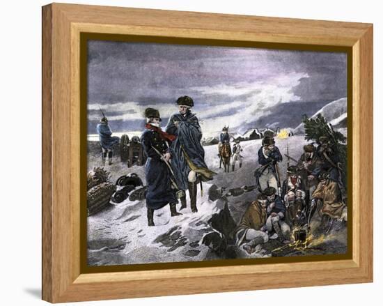 General George Washington and the Marquis de Lafayette at Valley Forge Winter Camp-null-Framed Premier Image Canvas