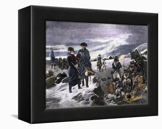 General George Washington and the Marquis de Lafayette at Valley Forge Winter Camp-null-Framed Premier Image Canvas