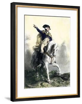 General George Washington in Battle on Horseback, Revolutionary War-null-Framed Giclee Print