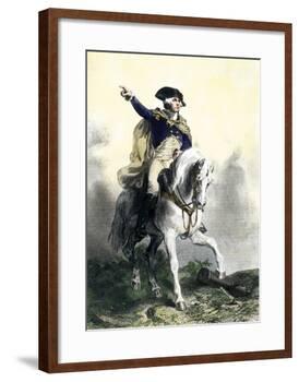 General George Washington in Battle on Horseback, Revolutionary War-null-Framed Giclee Print