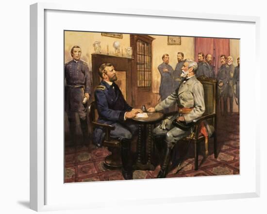 General Grant Meets Robert E. Lee-null-Framed Giclee Print