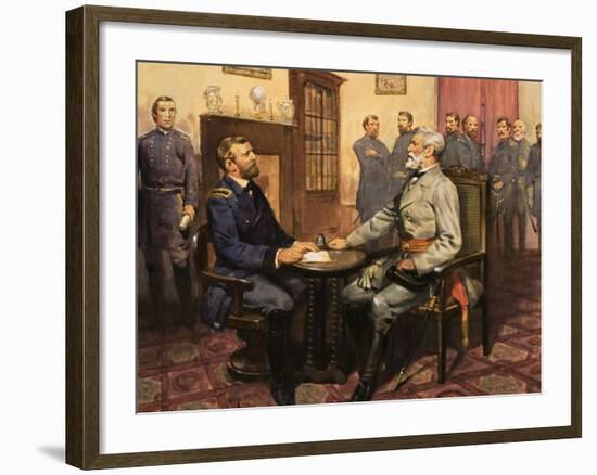 General Grant Meets Robert E. Lee-null-Framed Giclee Print