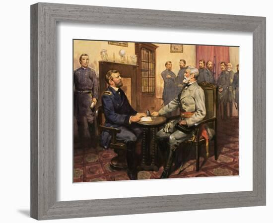 General Grant Meets Robert E. Lee-null-Framed Giclee Print