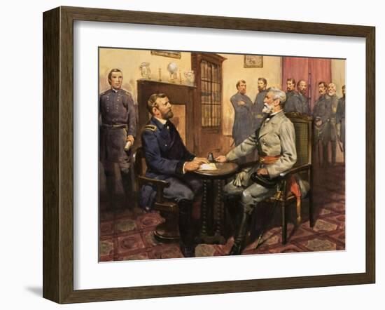 General Grant Meets Robert E. Lee-null-Framed Giclee Print