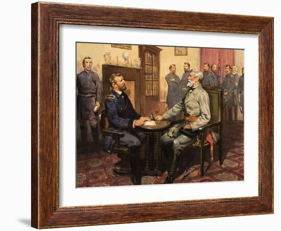 General Grant Meets Robert E. Lee-null-Framed Giclee Print