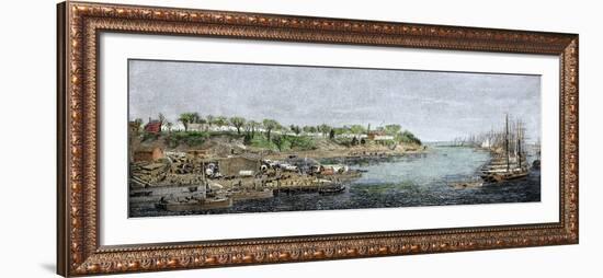 General Grant's Headquarters and Base of Supplies on the James River, c.1864-null-Framed Giclee Print