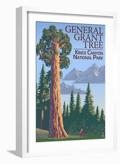 General Grant Tree - Kings Canyon National Park, California-Lantern Press-Framed Premium Giclee Print