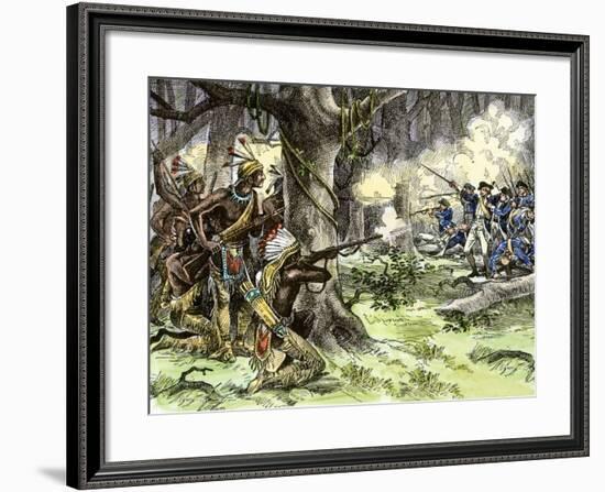 General Harmar Defeated by Miami Tribe Warriors in the Old Northwest Territory, c.1790-null-Framed Giclee Print