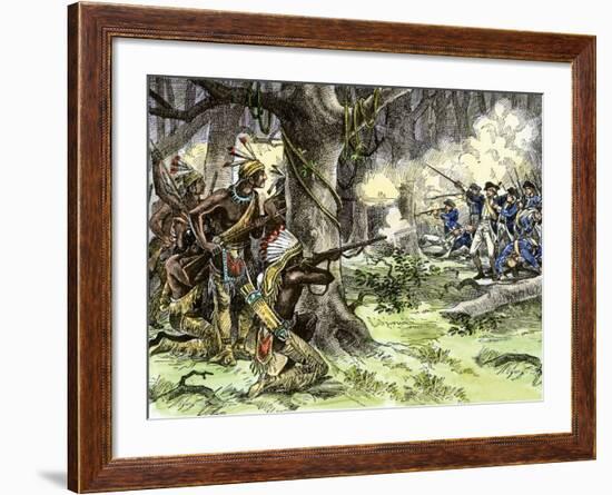 General Harmar Defeated by Miami Tribe Warriors in the Old Northwest Territory, c.1790-null-Framed Giclee Print