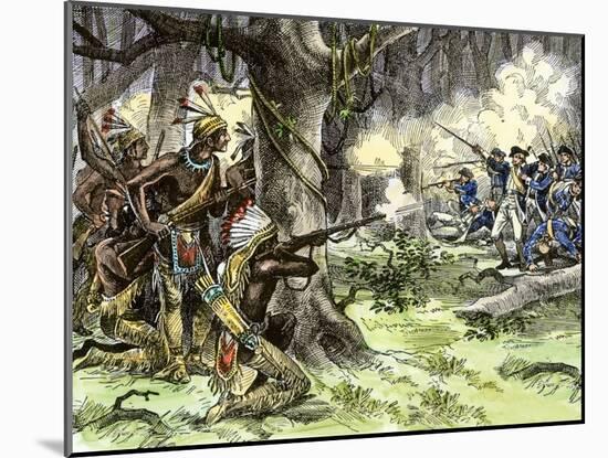 General Harmar Defeated by Miami Tribe Warriors in the Old Northwest Territory, c.1790-null-Mounted Giclee Print