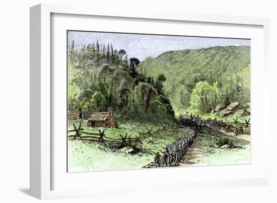 General James Longstreet's March through Thoroughfare Gap at the Second Battle of Bull Run, c.1862-null-Framed Giclee Print