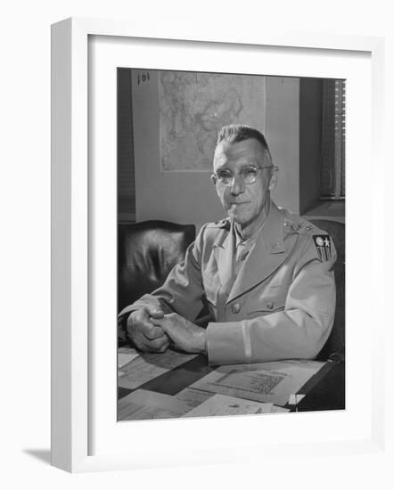 General Joseph W. Stilwell Posing for a Portrait-Myron Davis-Framed Photographic Print