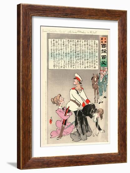 General Kuropatkin and His Staff Joyfully Leaving St. Petersburg for the Front-Kobayashi Kiyochika-Framed Giclee Print