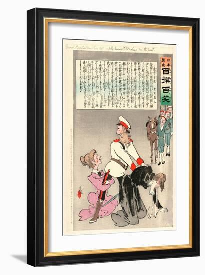 General Kuropatkin and His Staff Joyfully Leaving St. Petersburg for the Front-Kobayashi Kiyochika-Framed Giclee Print