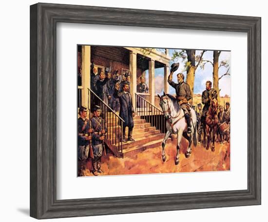 General Lee and His Horse 'Traveller' Surrenders to General Grant-McConnell-Framed Giclee Print