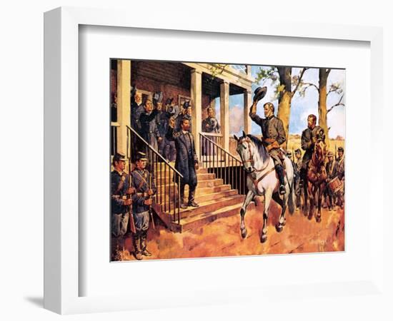 General Lee and His Horse 'Traveller' Surrenders to General Grant-McConnell-Framed Giclee Print