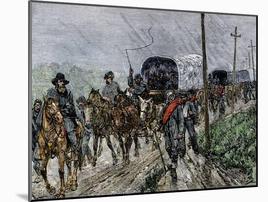 General Lee's Confederate Army Retreating South after the Battle of Gettysburg, c.1863-null-Mounted Giclee Print