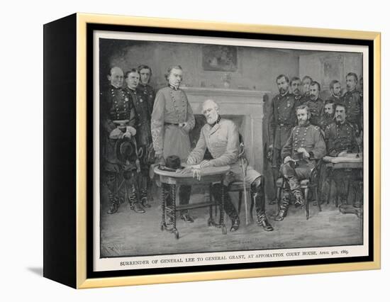 General Lee Surrenders to General Grant at Appomattox Court House-null-Framed Premier Image Canvas
