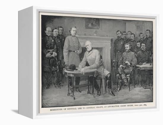 General Lee Surrenders to General Grant at Appomattox Court House-null-Framed Premier Image Canvas