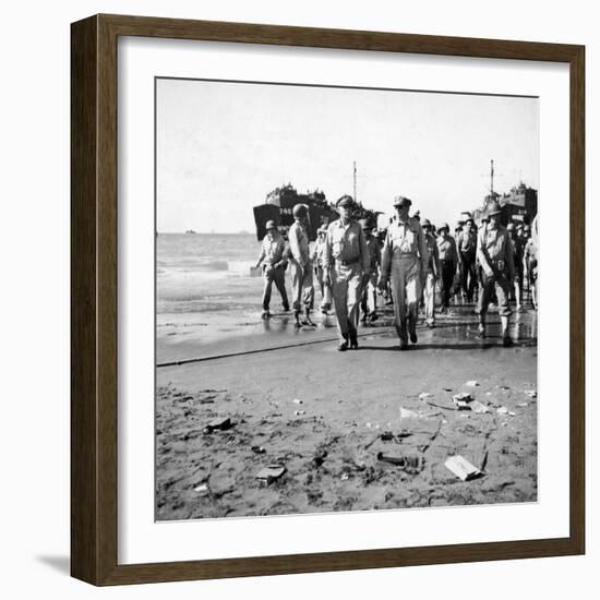 General MacArthur Coming Ashore, Luzon, Phillipines-Carl Mydans-Framed Premium Photographic Print