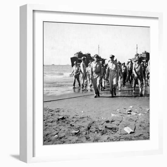 General MacArthur Coming Ashore, Luzon, Phillipines-Carl Mydans-Framed Premium Photographic Print