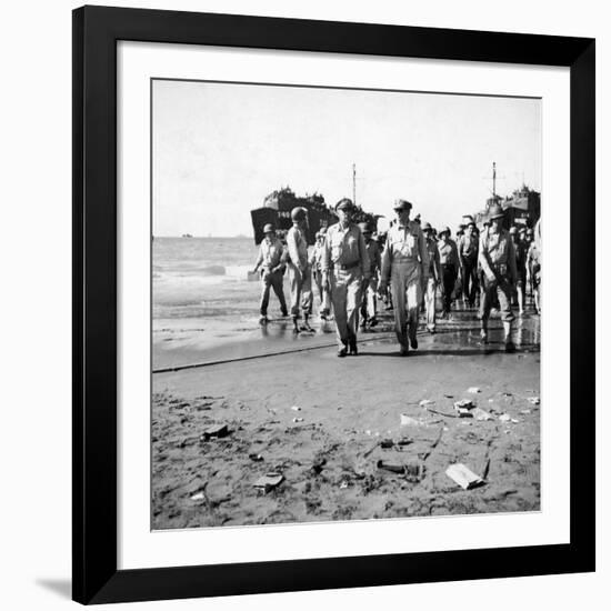 General MacArthur Coming Ashore, Luzon, Phillipines-Carl Mydans-Framed Premium Photographic Print