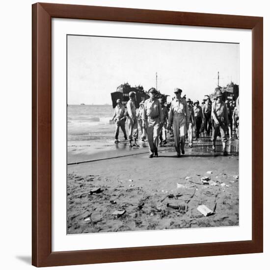 General MacArthur Coming Ashore, Luzon, Phillipines-Carl Mydans-Framed Premium Photographic Print