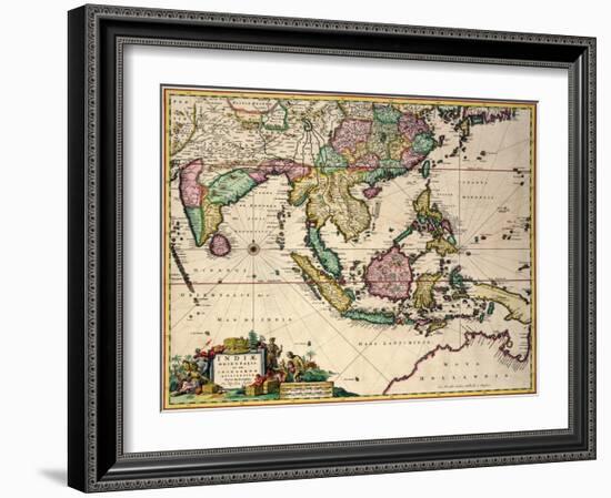 General Map Extending from India and Ceylon to Northwestern Australia by Way of Southern Japan-Nicholas Jansz Visscher-Framed Giclee Print