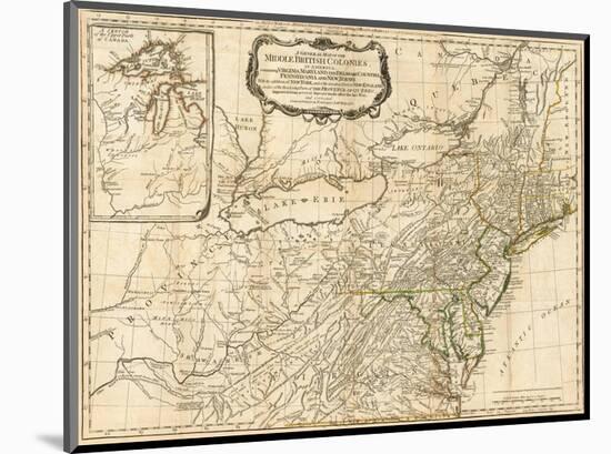 General Map of the Middle British Colonies, in America, c.1776-Robert Sayer-Mounted Art Print