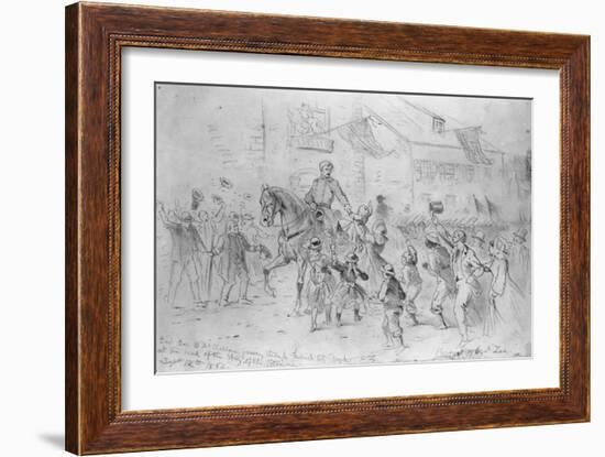 General Mcclellan Passing Through Frederick City, Maryland, September 12, 1862-Edwin Forbes-Framed Giclee Print