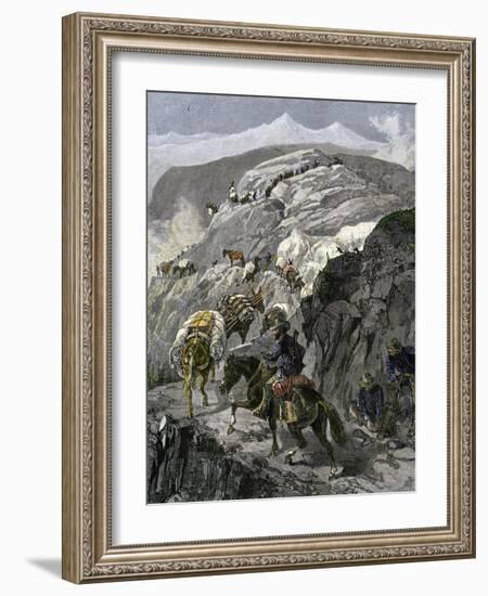 General Oliver Otis Howard Pursuing the Nez Perce Tribe on the Dead Mule Trail in Idaho, c.1877-null-Framed Giclee Print