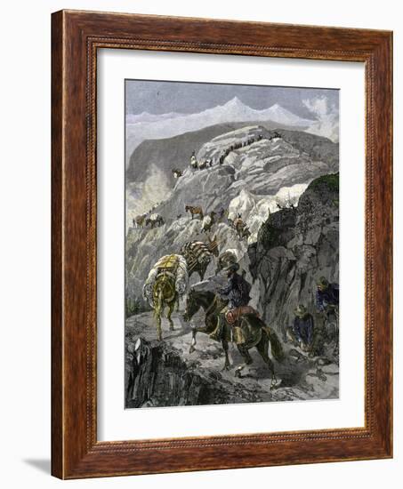 General Oliver Otis Howard Pursuing the Nez Perce Tribe on the Dead Mule Trail in Idaho, c.1877-null-Framed Giclee Print