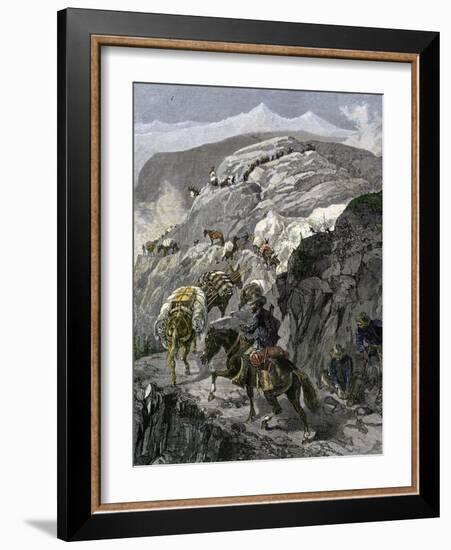 General Oliver Otis Howard Pursuing the Nez Perce Tribe on the Dead Mule Trail in Idaho, c.1877-null-Framed Giclee Print