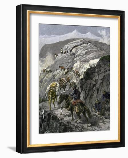 General Oliver Otis Howard Pursuing the Nez Perce Tribe on the Dead Mule Trail in Idaho, c.1877-null-Framed Giclee Print