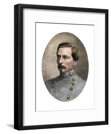 Framed Civil War Art Portrait of General George Armstrong Custer on Canvas 1865