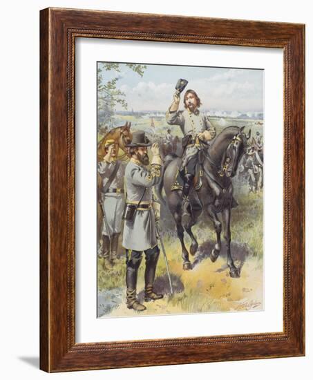 General Pickett Taking the Order to Charge from General Longstreet, Battle of Gettysburg, 3rd…-Henry Alexander Ogden-Framed Giclee Print