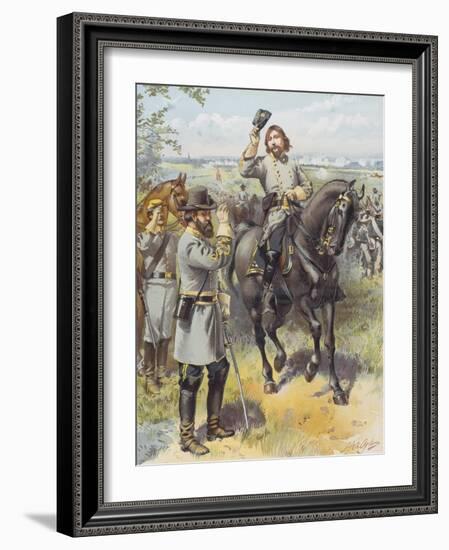 General Pickett Taking the Order to Charge from General Longstreet, Battle of Gettysburg, 3rd…-Henry Alexander Ogden-Framed Giclee Print