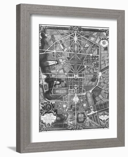 General Plan of the Town and Chateau of Versailles, with Its Gardens, Forests and Fountains-Pierre Lepautre-Framed Giclee Print