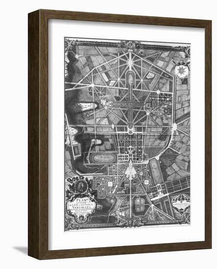 General Plan of the Town and Chateau of Versailles, with Its Gardens, Forests and Fountains-Pierre Lepautre-Framed Giclee Print