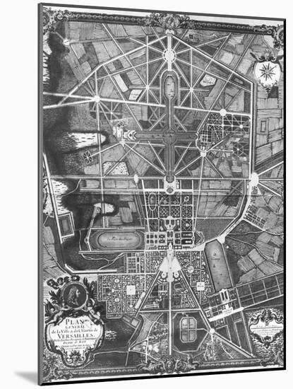 General Plan of the Town and Chateau of Versailles, with Its Gardens, Forests and Fountains-Pierre Lepautre-Mounted Giclee Print