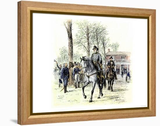 General Robert E. Lee Leaving the McLean House after the Confederate Surrender at Appomattox-null-Framed Premier Image Canvas