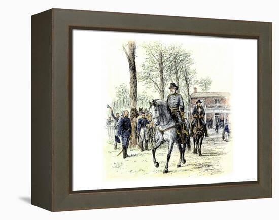 General Robert E. Lee Leaving the McLean House after the Confederate Surrender at Appomattox-null-Framed Premier Image Canvas