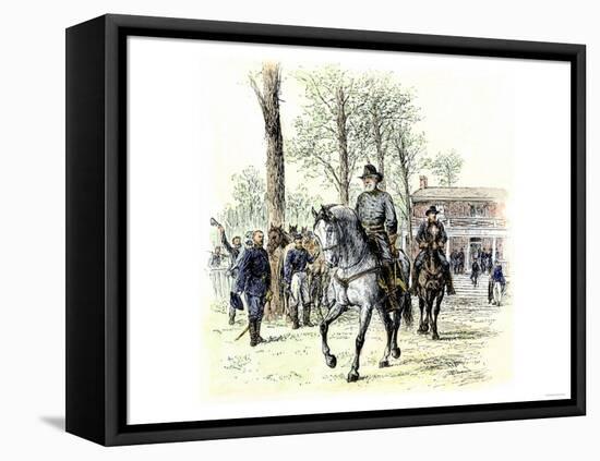 General Robert E. Lee Leaving the McLean House after the Confederate Surrender at Appomattox-null-Framed Premier Image Canvas
