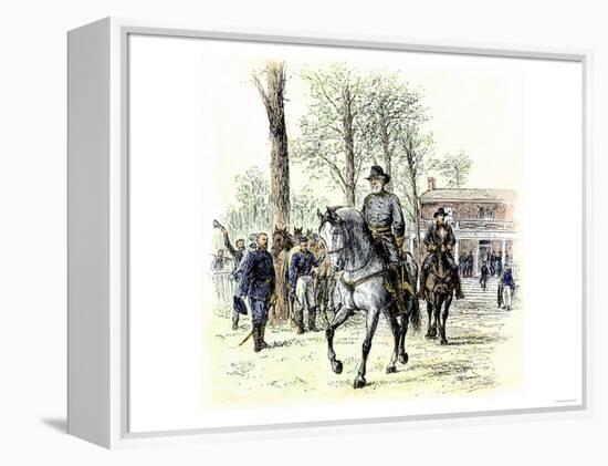 General Robert E. Lee Leaving the McLean House after the Confederate Surrender at Appomattox-null-Framed Premier Image Canvas