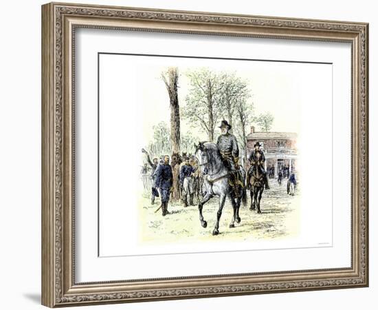 General Robert E. Lee Leaving the McLean House after the Confederate Surrender at Appomattox-null-Framed Giclee Print