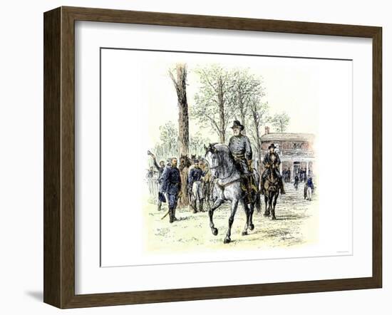 General Robert E. Lee Leaving the McLean House after the Confederate Surrender at Appomattox-null-Framed Giclee Print