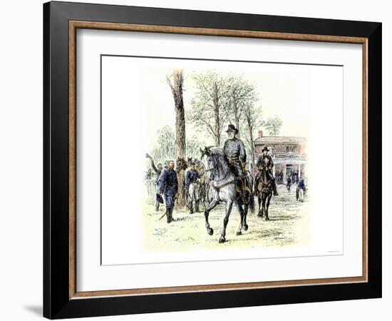 General Robert E. Lee Leaving the McLean House after the Confederate Surrender at Appomattox-null-Framed Giclee Print