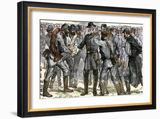 General Robert E. Lee's Farewell to His Soldiers after the Surrender at Appomattox, c.1865-null-Framed Giclee Print