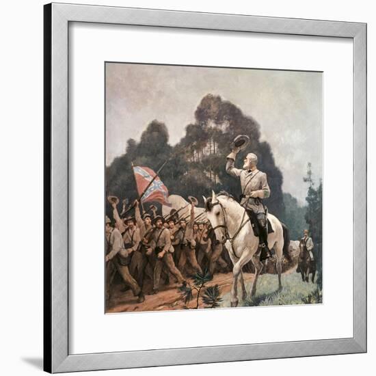 General Robert Lee Saluting Troops Heading to Front-Newell Convers Wyeth-Framed Giclee Print