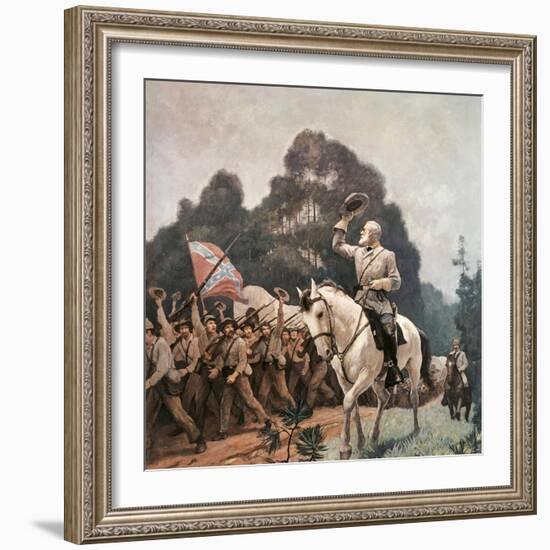 General Robert Lee Saluting Troops Heading to Front-Newell Convers Wyeth-Framed Giclee Print